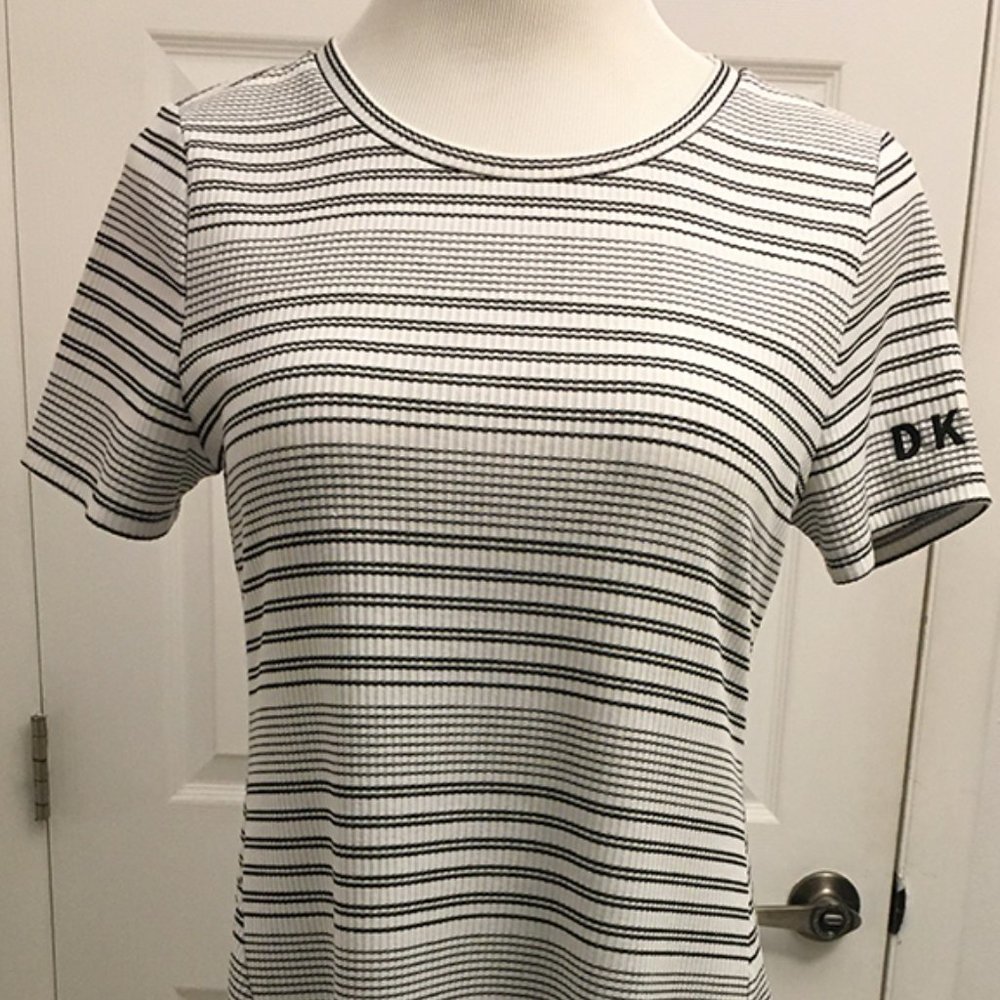 DKNY black and white stripe dress